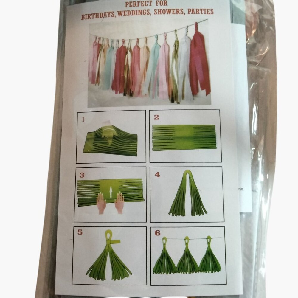 Tassel Garland Kit Pink Gray White Birthdays Weddings Parties - Picture 4 of 10